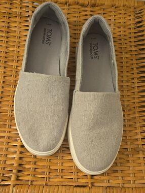 Toms Gray Canvas Slip-On Sneakers